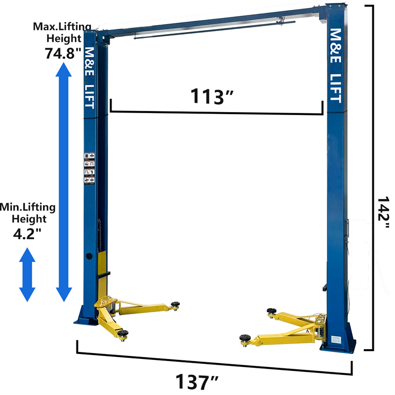 M&E ME-M90s 9,000lbs Two Post Lift - KATOOL Vehicle Lift