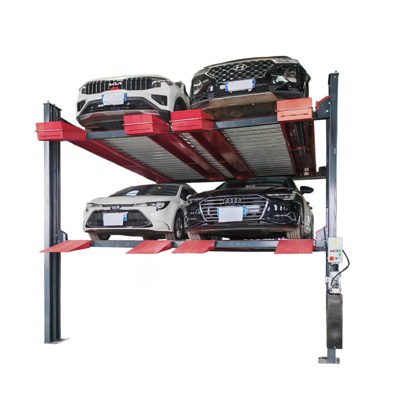 Model: 4032-6 / Three-Level 6-Car Storage Lift / 9,000 lb. Capacity Each Deck / 168" H X 212.4" W X 196.85" L / Ships Free