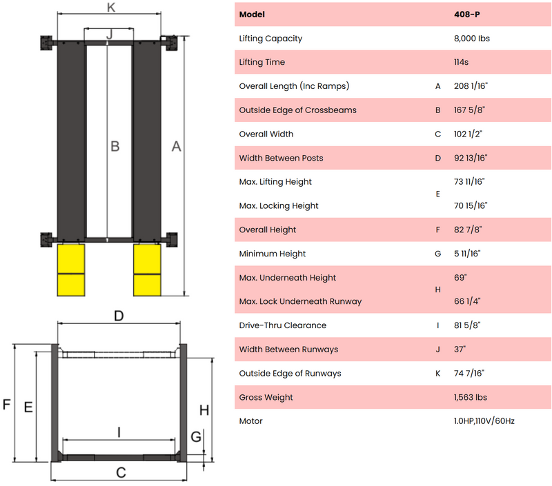 AMGO 408-P 8,000 lb 4-Post Lift