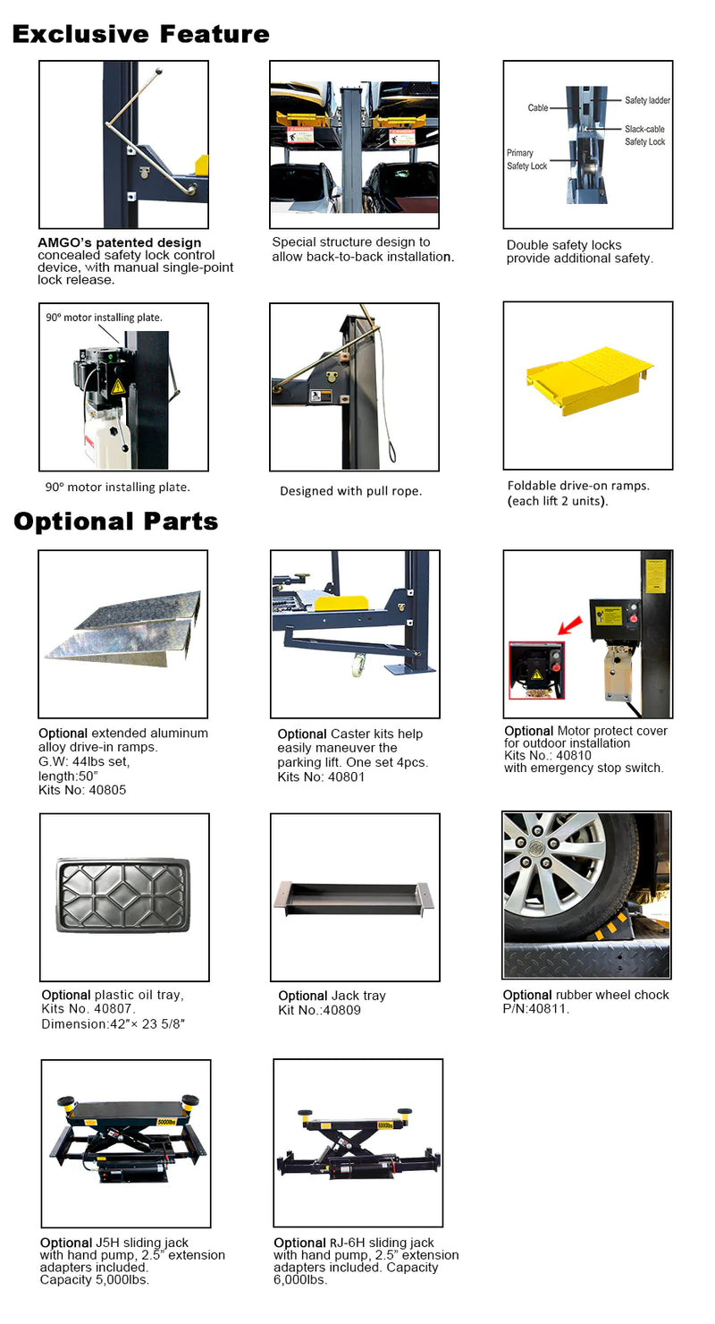 AMGO 409-HP 9,000 lb 4-Post Lift