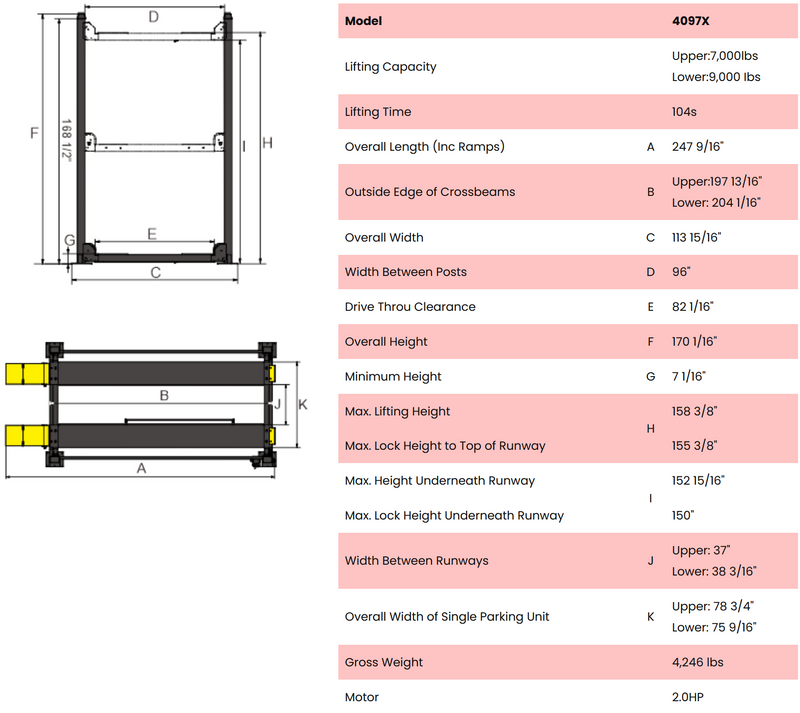 AMGO 4097X 9,000 lb Capacity Triple Parking Lift