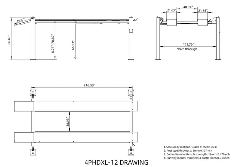 Olympic 4PHDXL-12 Gold Series 12,000 lb. Car & Truck Storage & Maintenance Lift