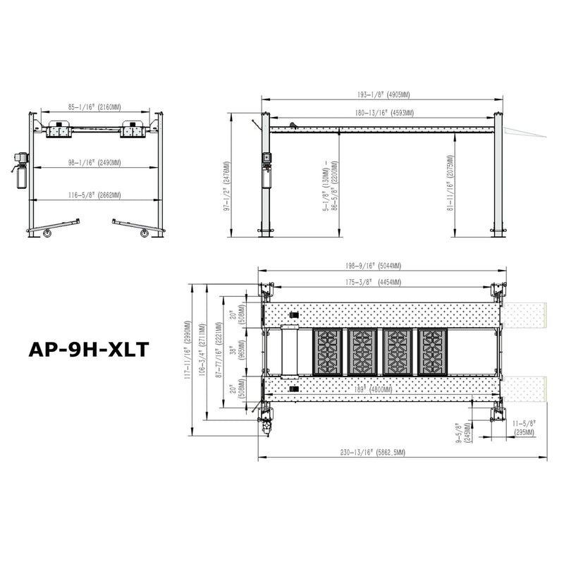 AP-9H-XLT dimensions diagram