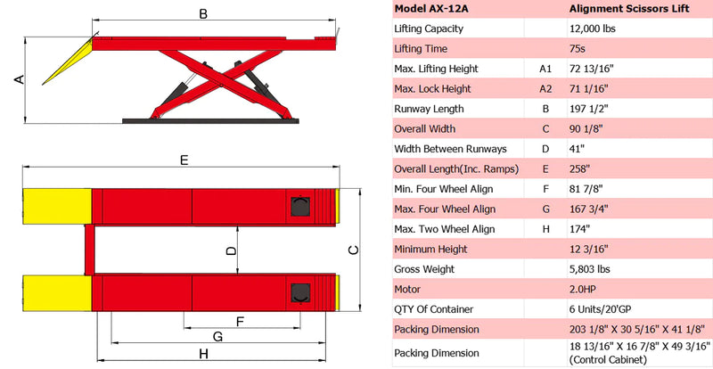 AMGO AX-12A 12,000 lb Alignment Scissor Lift