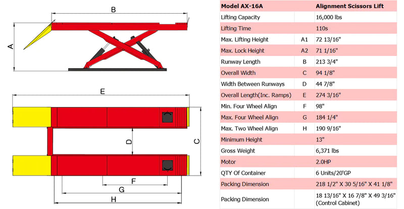 AMGO AX-16A 16,000 lb Alignment Scissor Lift