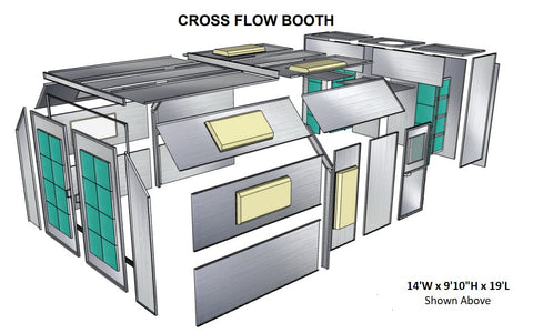 Cross Flow Flat Top Paint Booth PBCF13823FT