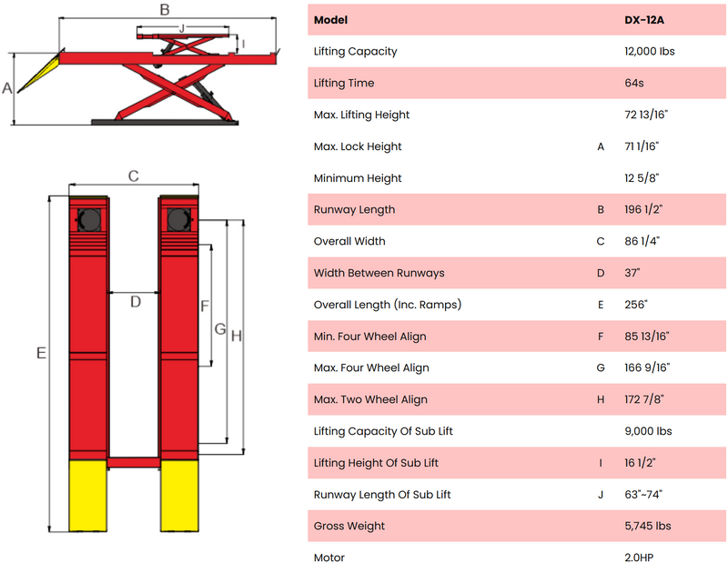 AMGO DX-12A 12,000 lb Alignment Double Scissor Lift