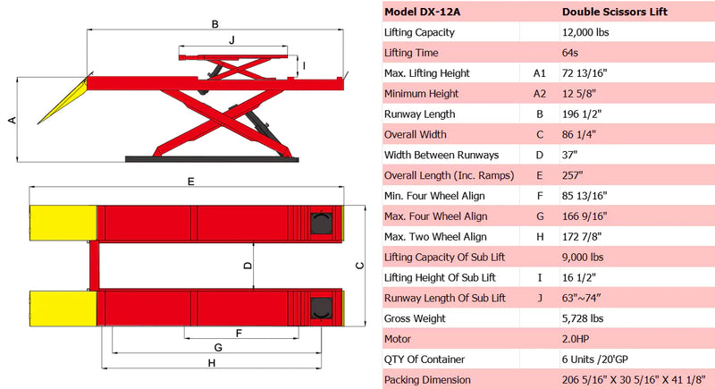 AMGO DX-12A 12,000 lb Alignment Double Scissor Lift