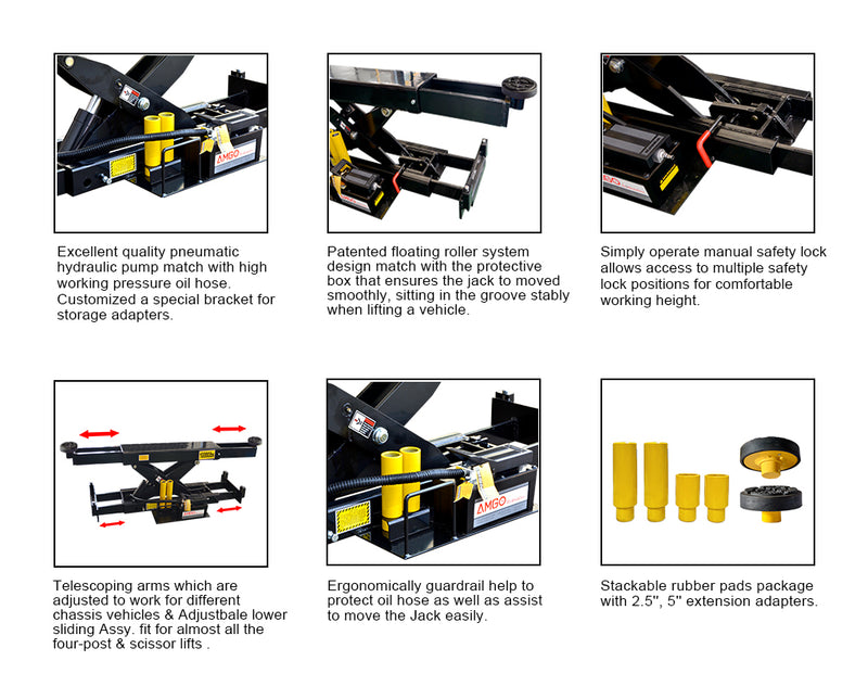 AMGO RJ-10A Automatic Pump Rolling Bridge Jack 10,000lb