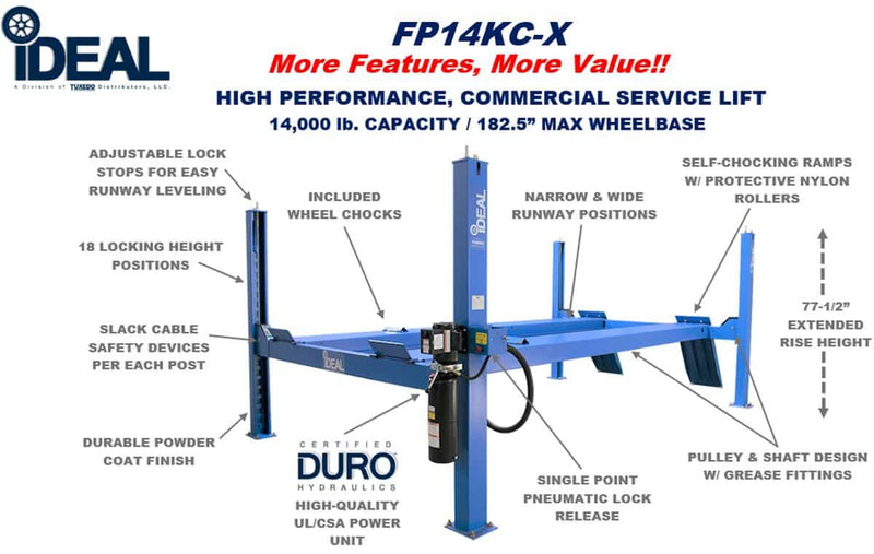 Tuxedo FP14KC-X 14,000 lb 4-Post Lift