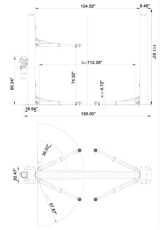 Halo HL2-12K Base Plate 2 Post Car Lift - 12,000 LB Capacity