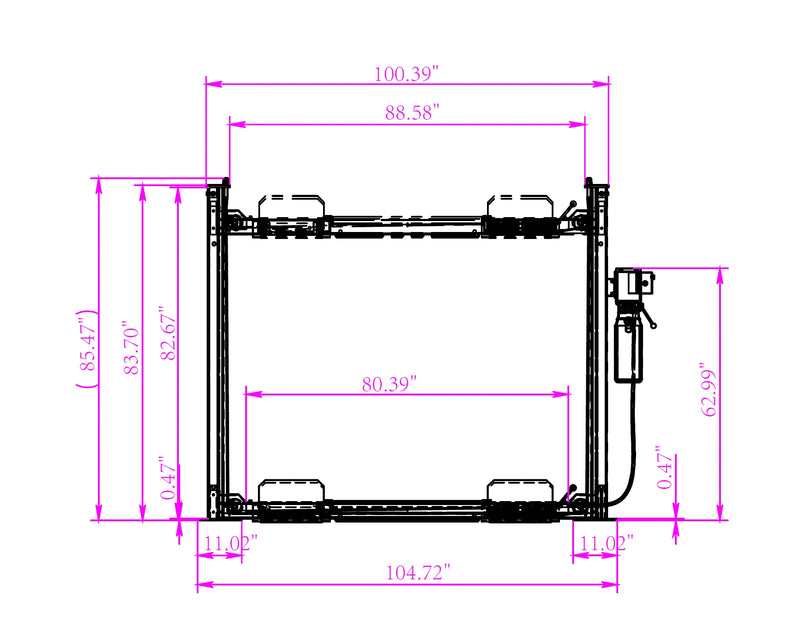 Halo LIfts HL9K-NARROW Narrow 4-Post Lift - 9,000 LB Capacity