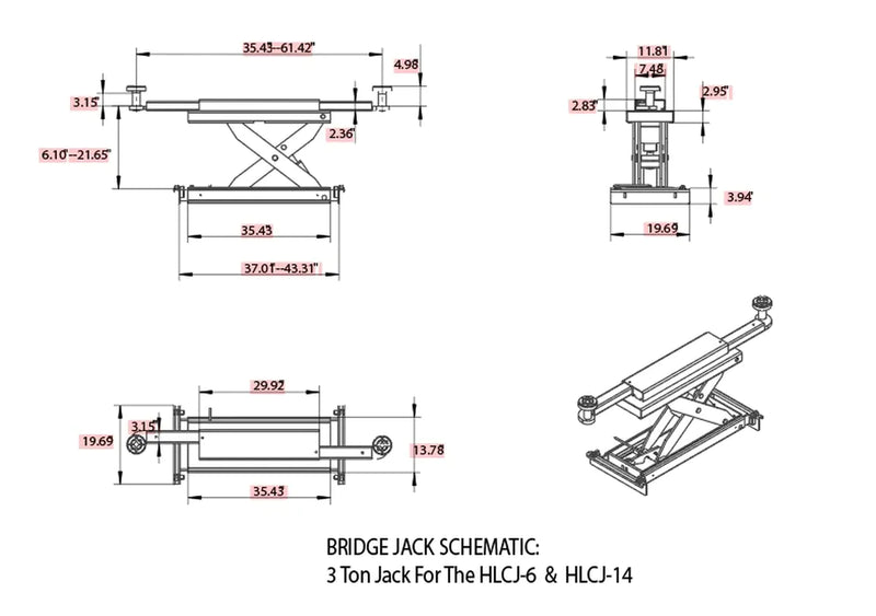 Olympic HLCJ-14 7,000 lb. Center Bridge Jack For 4PHDXLA-14