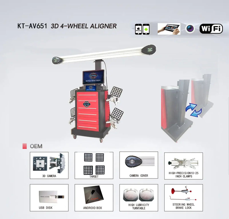 KATOOL KT-AV651 Wheel Alignment Machine Works on 2-Post & 4-Post Lifts