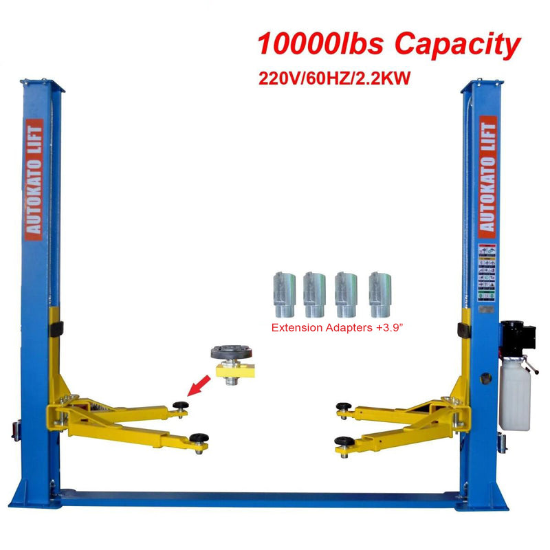 KATOOL KT-H105 10,000 lb 2-Post Symmetric Arms Baseplate Lift 220V