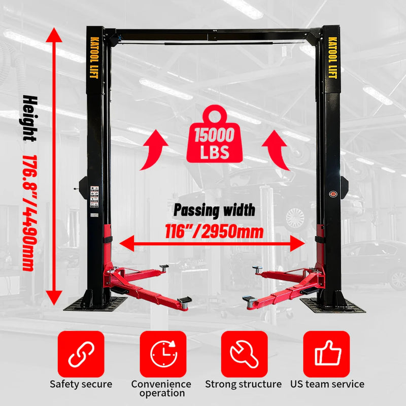 KATOOL KT-M150D 15,000lb Symmetric 2-Post Lift 220V