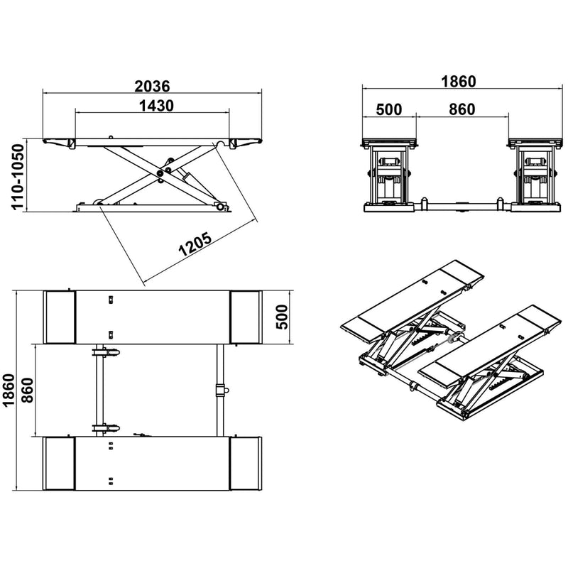 KATOOL KT-X80E Electric Release 8,000lb Mid Rise Scissor Lift