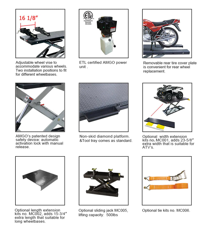 AMGO MC-1200 1,200 lb Motorcycle & ATV Lift