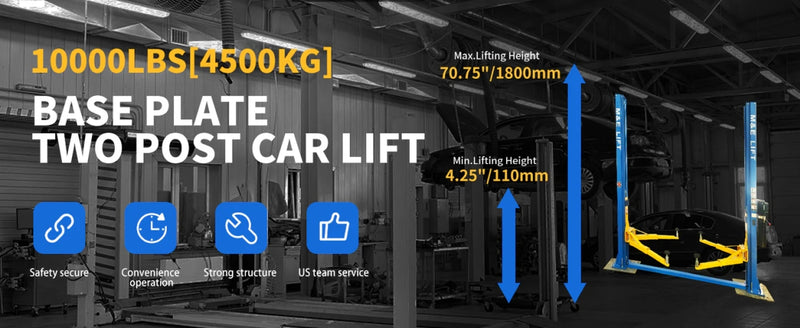 KATOOL ME-H1000 10,000lb 2-Post Floorplate Lift 220V
