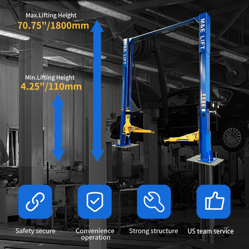 KATOOL ME-LM110S 11,000lb 2-Post Clearfloor Lift 220V