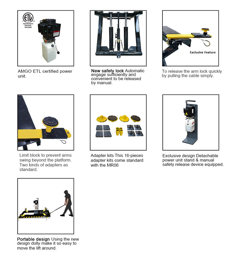 AMGO MR06 6,000 lb Mid-Rise Portable Lift