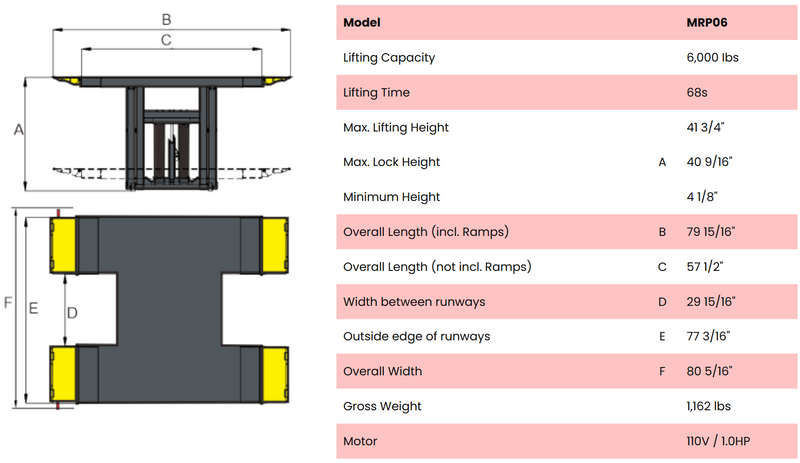 AMGO MRP06 6,000 lb Portable Mid Rise Lift