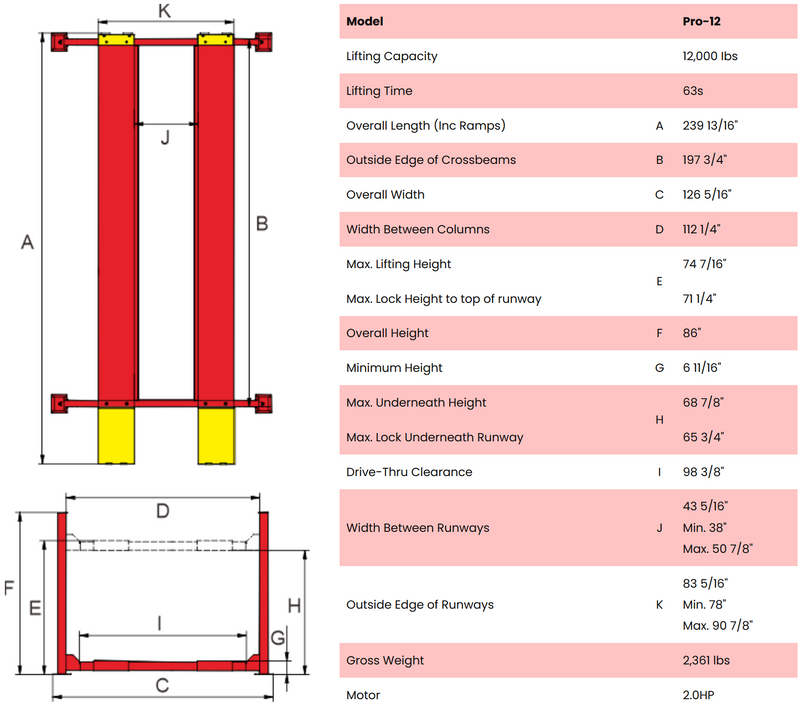 AMGO PRO-12 12,000 lb 4-Post Lift