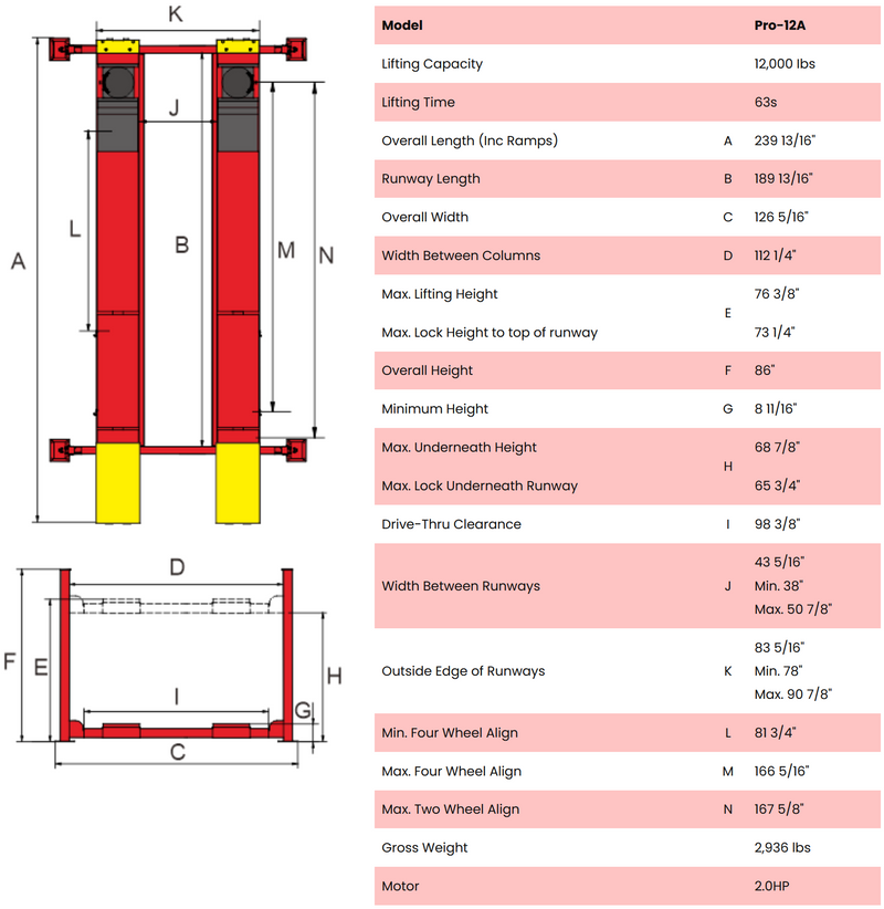 AMGO PRO-12A 12,000 lb Alignment Lift