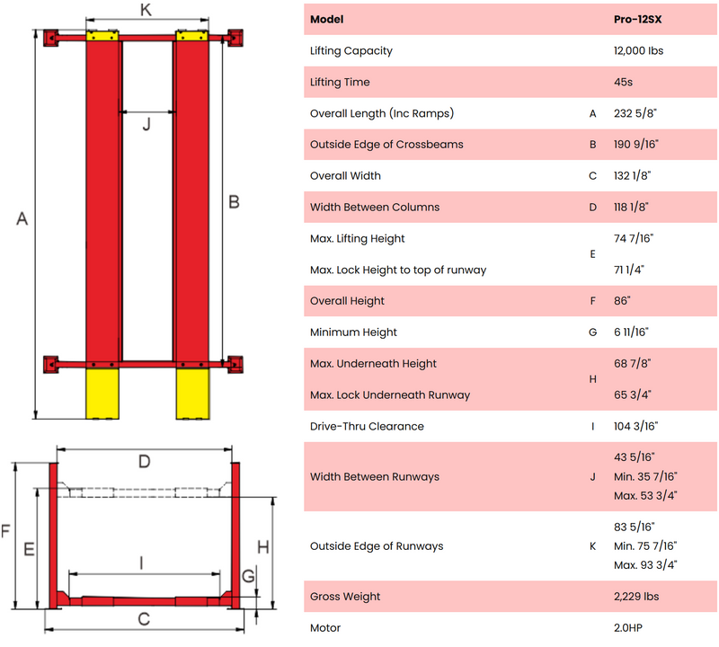 AMGO PRO-12SX 12,000 lb 4-Post Lift