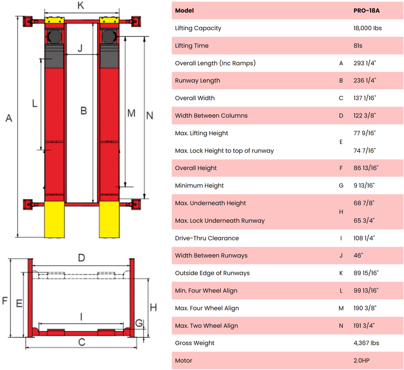 AMGO PRO-18A 18,000 lb Alignment Lift