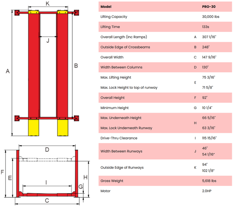 AMGO PRO-30 30,000 lb 4-Post Lift
