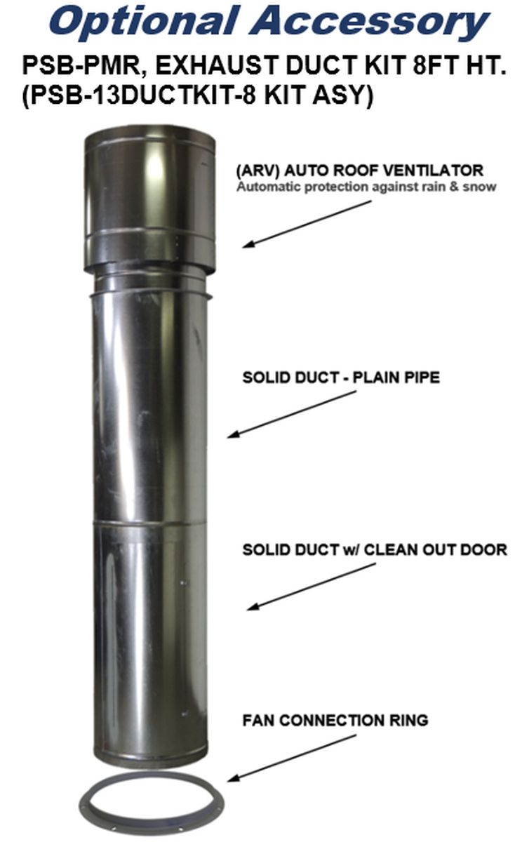 iDEAL 13" Dia. 8' Duct W/ Rain Head (PMR1088) PSB-13DUCTKIT-8 KIT ASY