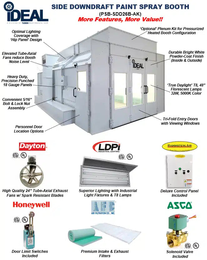 iDEAL Side Down Draft Paint Spray Booth PSB-SDD26B-AK