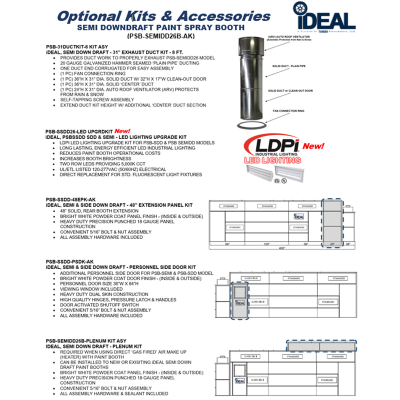iDEAL Semi Down Draft Paint Spray Booth PSB-SEMIDD26B-AK
