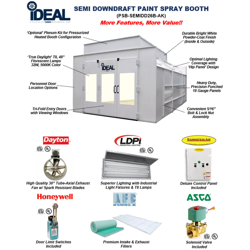iDEAL Semi Down Draft Paint Spray Booth PSB-SEMIDD26B-AK