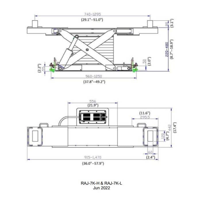 iDEAL RAJ-7K-L 7,000 lb Rolling Air Jack Low Mount