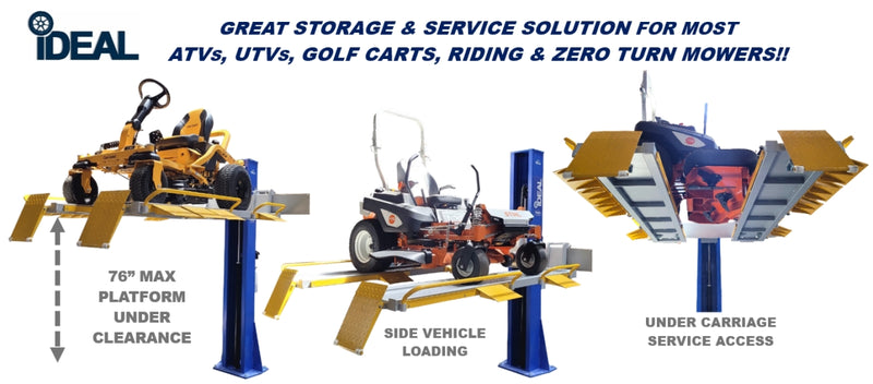 iDEAL SC-2K-UTV-X 2,000lb Single Column UTV & Mower Storage / Service Lift