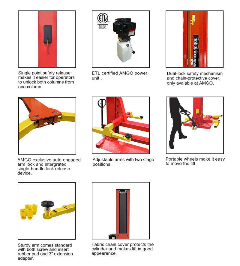 AMGO SML-7 7,000 lb Portable Single Post Lift