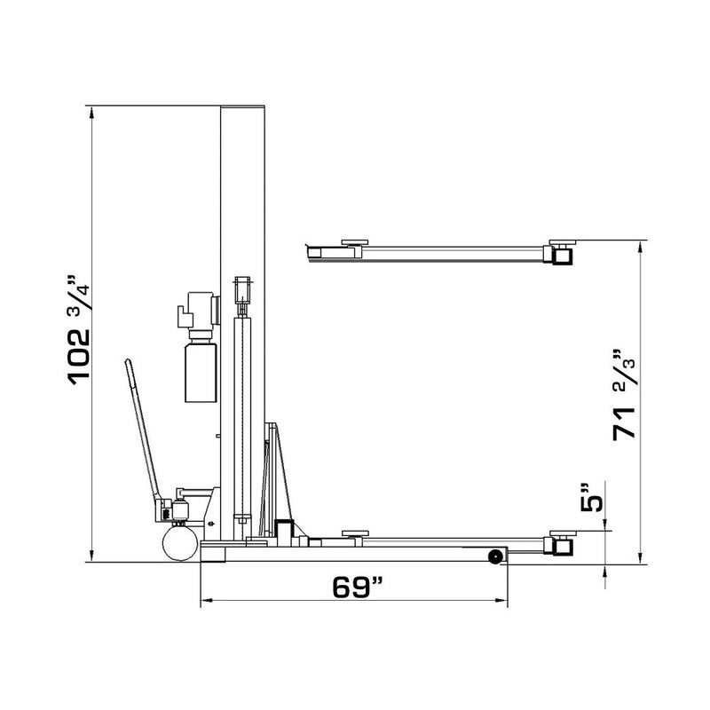 KATOOL KT-SPL700 Single Post Lift 110v Hydraulic Portable Lift