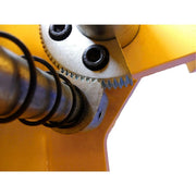 Close-up of the toothed automatic arm lock restraint on the WL-10ASY carriage