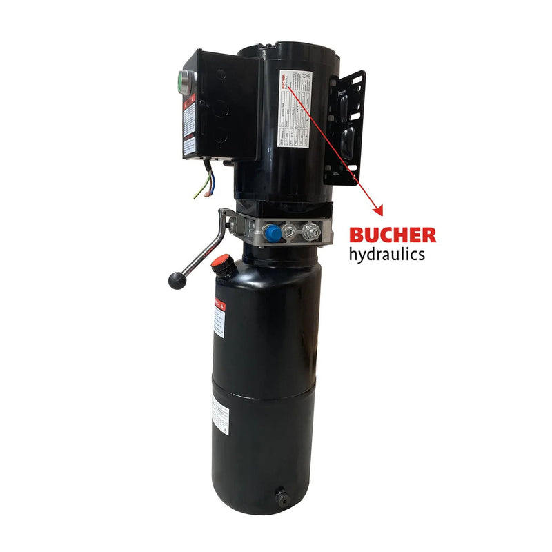 WL-10ASY hydraulic power unit with motor, reservoir and manual lowering lever