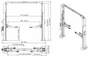 WL-10ASY dimension diagram for symmetric installation: 113 27/32 in column inside width, 104 1/32 in drive-through, 139 1/8 in overall width, 141 3/16 in overall height