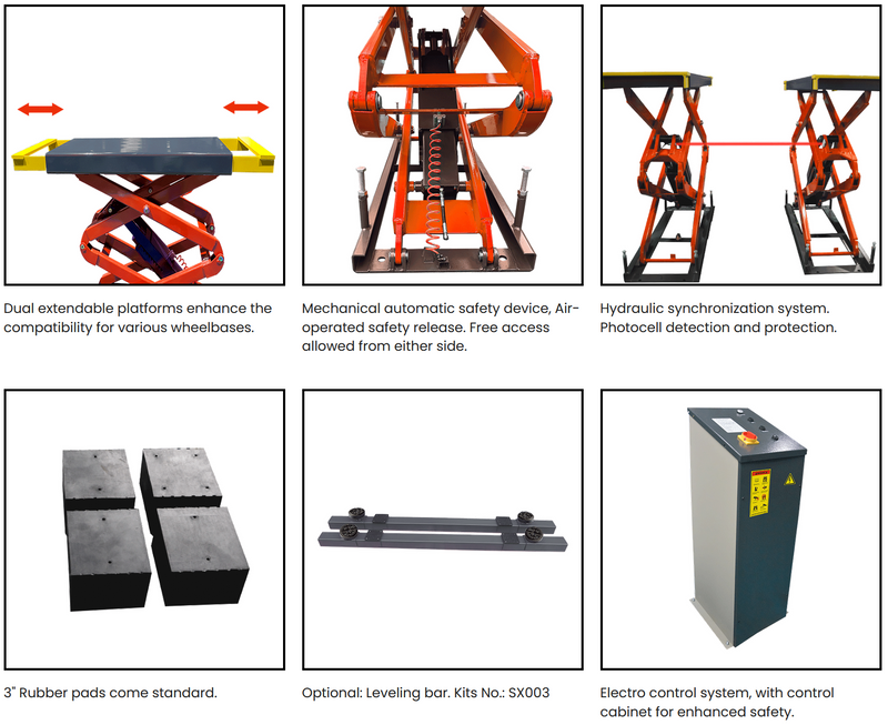 AMGO XL-10F 10,000 lb Capacity Flush Mount Full Rise Scissor Lift