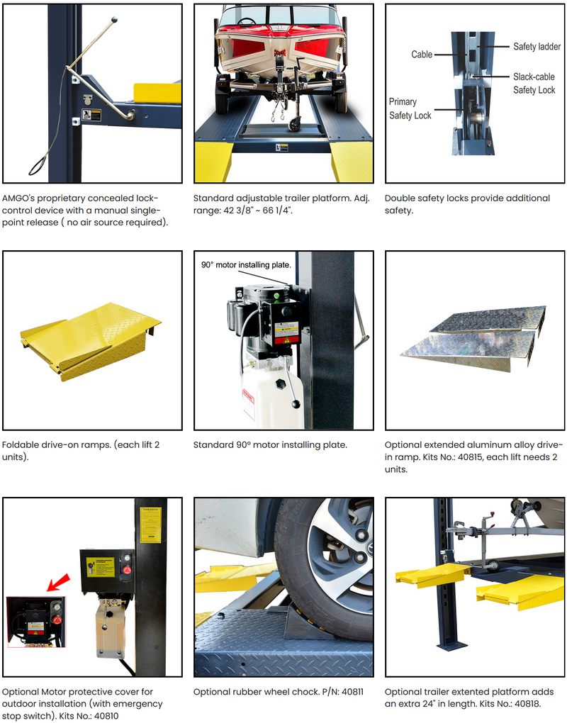 AMGO 409-HPX 9,000 lb Capacity/Extended Height & Capacity 4-Post