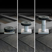 BendPak MD-6XP lift pad adapters shown in multiple height configurations for vehicle lifting points.