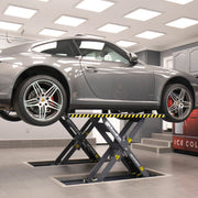 BendPak MDS-6LPF flush-mount scissor lift with sports car