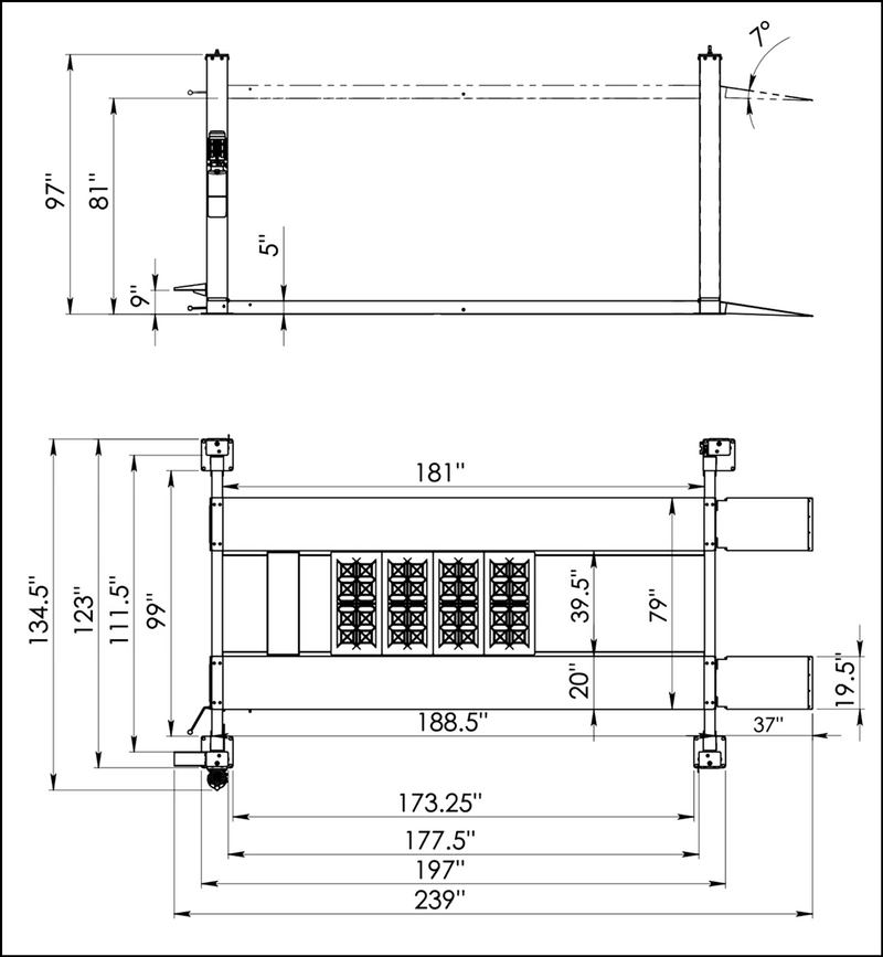 WL9K-DX-XLT 9,000 lb 4-Post Deluxe XLT Storage Lift