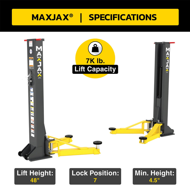 MaxJax M7K Standard Portable Car Lift Package - 7,000-lbs. Capacity