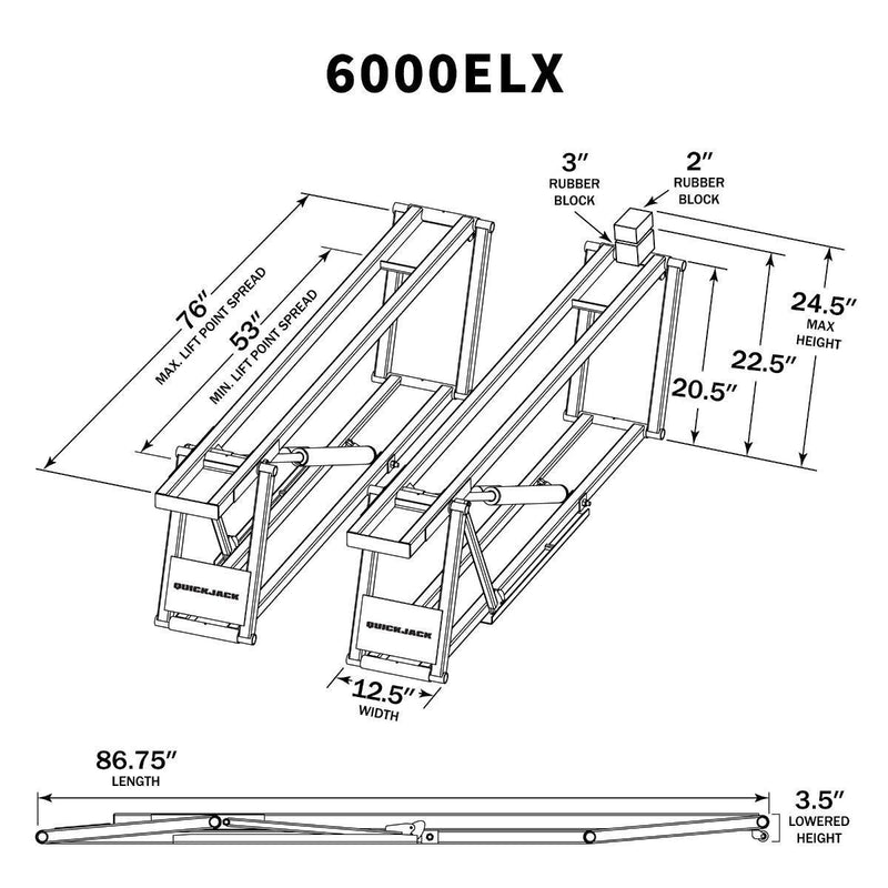 QuickJack 6000ELX Super-Long Portable Car Lift
