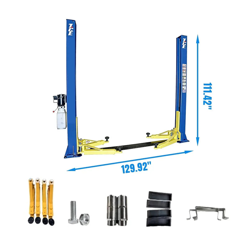 TCE 2-Post Car Lift, 220V, 10,000 lb Capacity, Foot Plate, Auto Truck Hoist with Adapters, 2-Year Warranty, TRJR-245LC